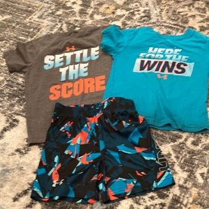Bundle of Under Armour shirts and shorts 2T
